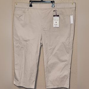 Gloris Vanderbilt Women's High Rise Capri Invincible Stretch Tan Pants Size 24W